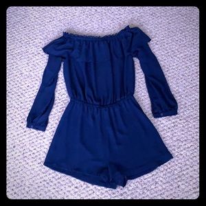 Michael Kors Off the Shoulder Navy Romper, S